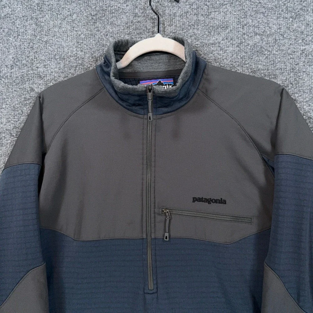 Patagonia Pullover Jacket Men Medium Gray Polartec Fleece Hybrid 1/4 Zip Sweater
